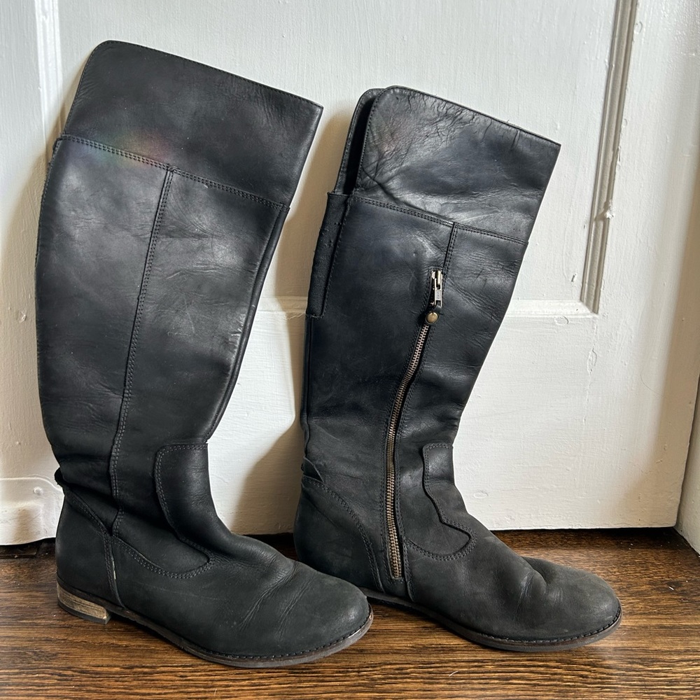 Indigo by Clark’s Black Leather Knee-High Boots